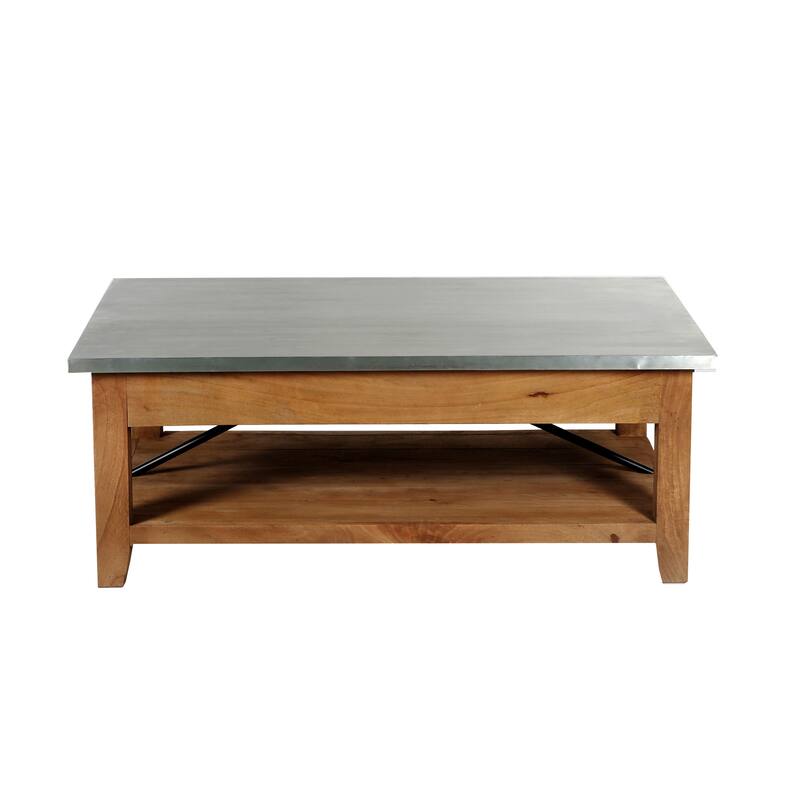 Carbon Loft Blitz Wood and Zinc Metal 48-inch Coffee Table with Shelf