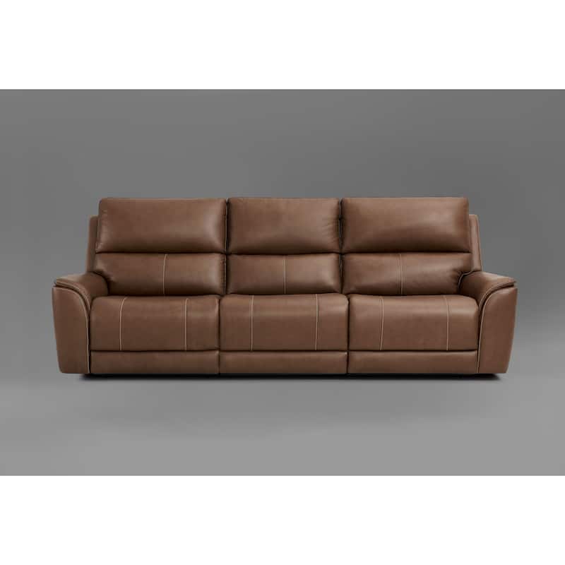 86.5'' W Top Grain Leather Triple Power Sofa with Adjustable Power Headrest and Lumbar & Extendable Legs