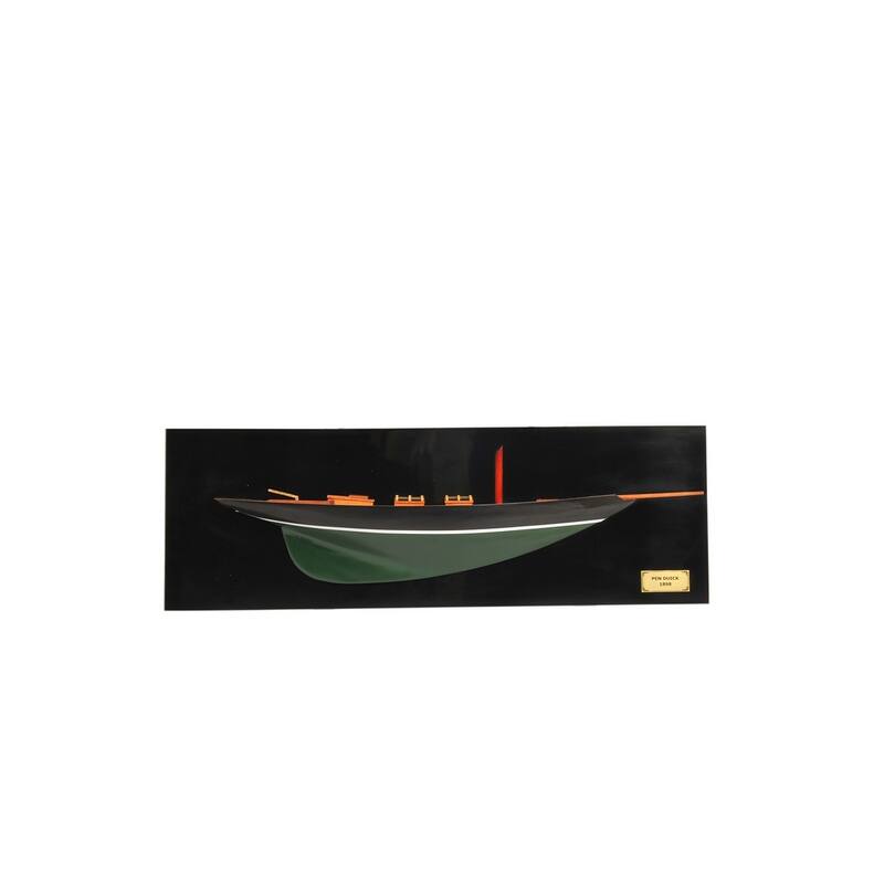 HomeRoots 12" Black and Green c1898 Pen Duick Half-Hull Hand Painted Decorative Boat - 35.5' X '12' X '0.5