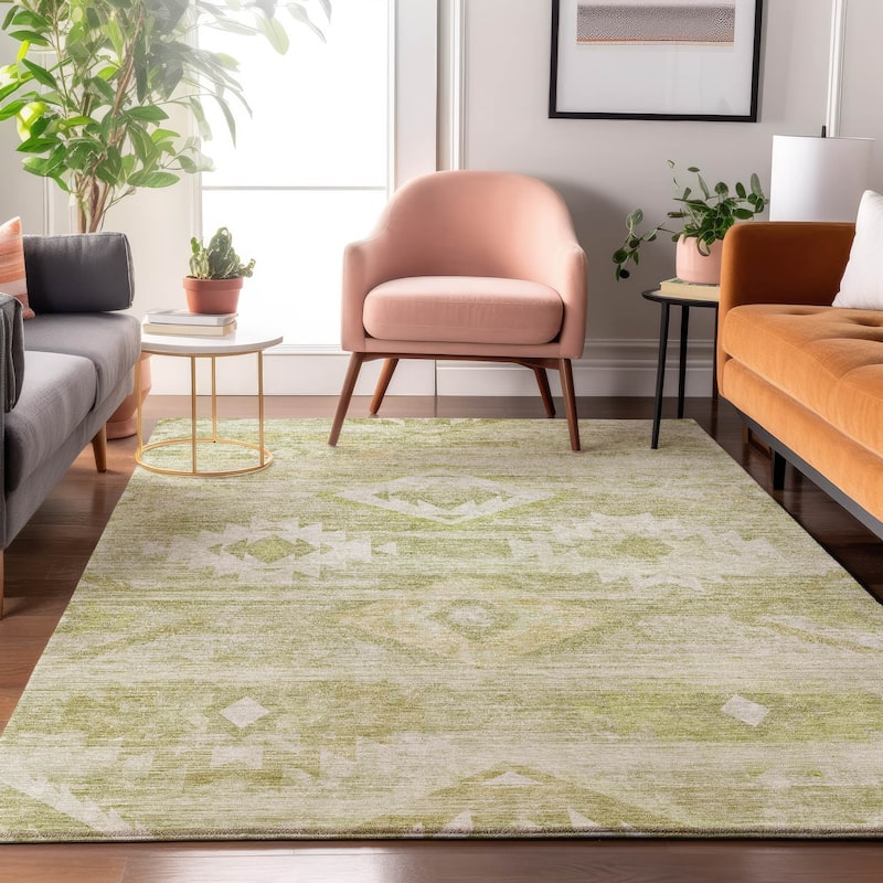 Premium Washable Super Soft Tribal Boho Mayfield Rug - Sage - 3' x 5' - Rectangle