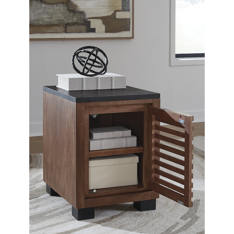 Signature Design by Ashley Kallari Black/Brown Chairside End Table - 18.13" W x 22.25" D x 24" H