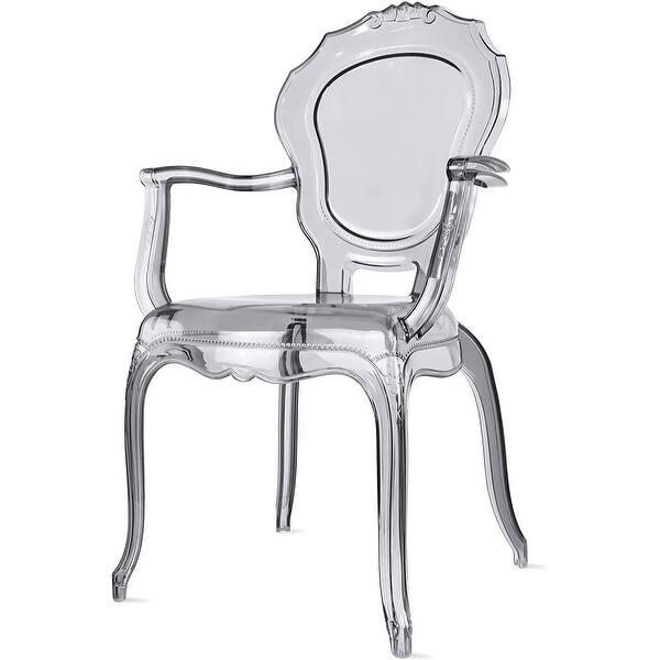 Designer Stacking Transparent Molded Plastic Dining Chairs With Arms Backs Crystal For Kitchen Desk Bedroom Outdoor Patio Indoor On Sale Overstock 18527034