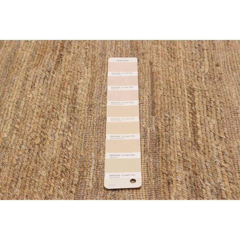 ECARPETGALLERY Flat-Weave Natural Khaki Wool Kilim - 6'9 x 9'7