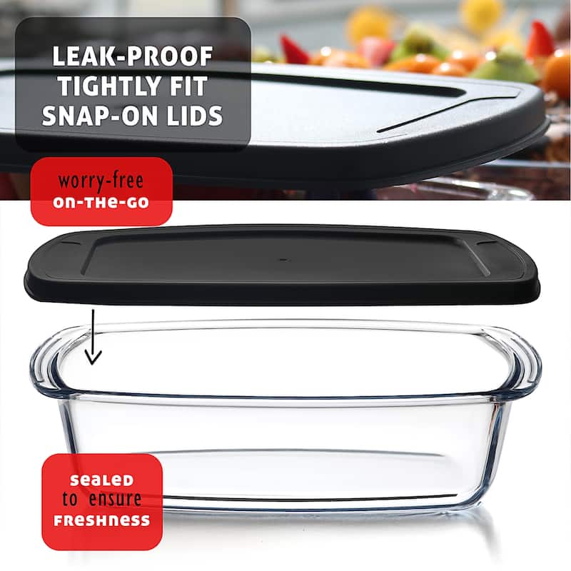 Eatex 1.9 Quart Glass Bread Pans with Lids