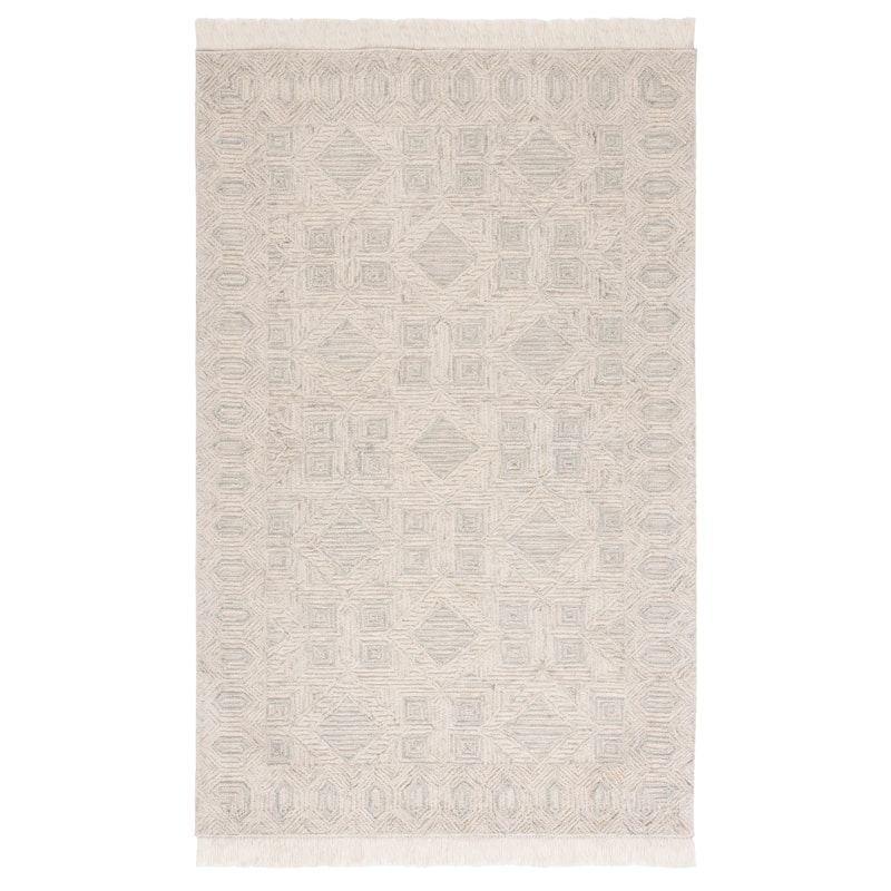 SAFAVIEH Handmade Ikat Sivan Wool Rug - 4' x 6' - Ivory/Grey