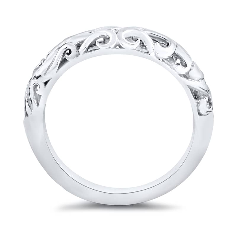 Auriya Vintage Carved 14k Gold Wedding Band