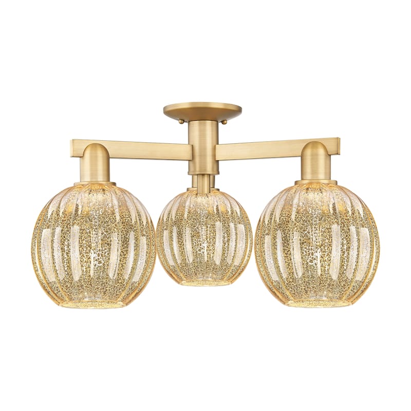 Innovations Lighting 716-3F-12-25 Preston Semi-Flush Preston 3 Light - Brushed Brass / Mercury