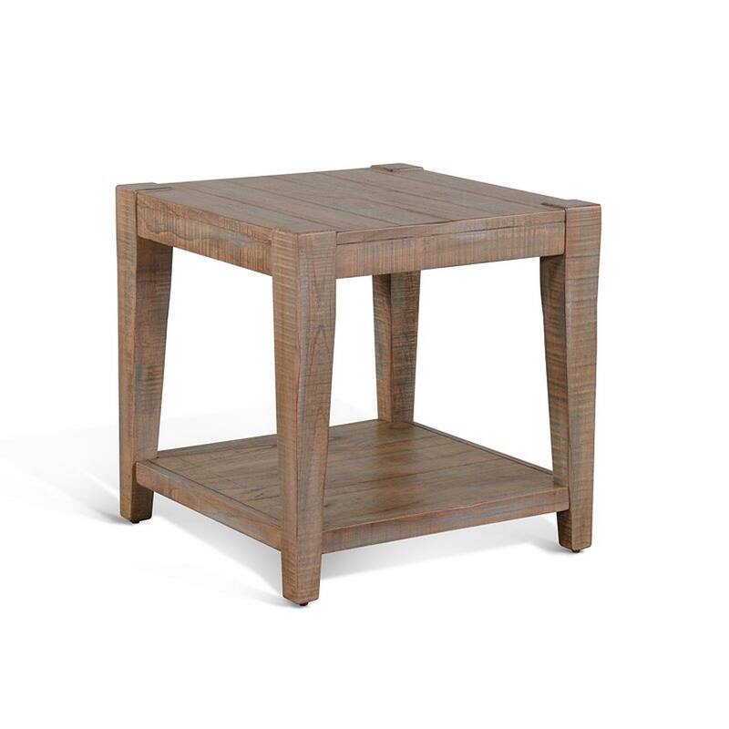 Lilly Side End Table, 1 Shelf, Weathered Brown, 24 Inch Square