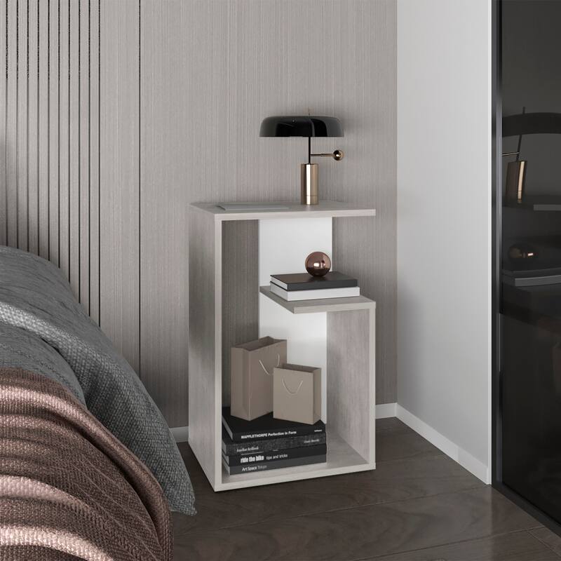 Side Table 25" H, 1 Shelf,FSC Certified CPSIA Compliant,full assembly required - Gray Wash