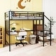preview thumbnail 1 of 12, Full Size Metal Loft Bed with Desk and, Stylish Metal Frame with Lateral Storage Ladder and Wardrobe, Black