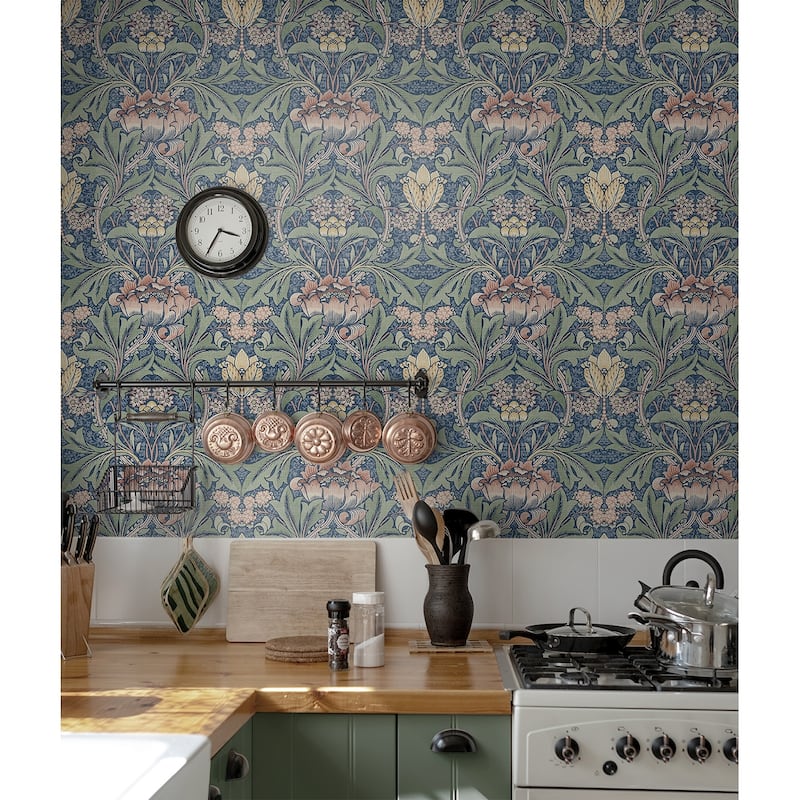 NextWall Acanthus Floral Peel and Stick Wallpaper