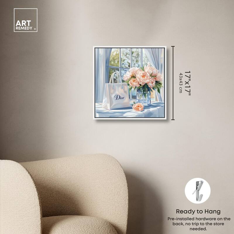 Bag and Peonies Canvas by Art Remedy