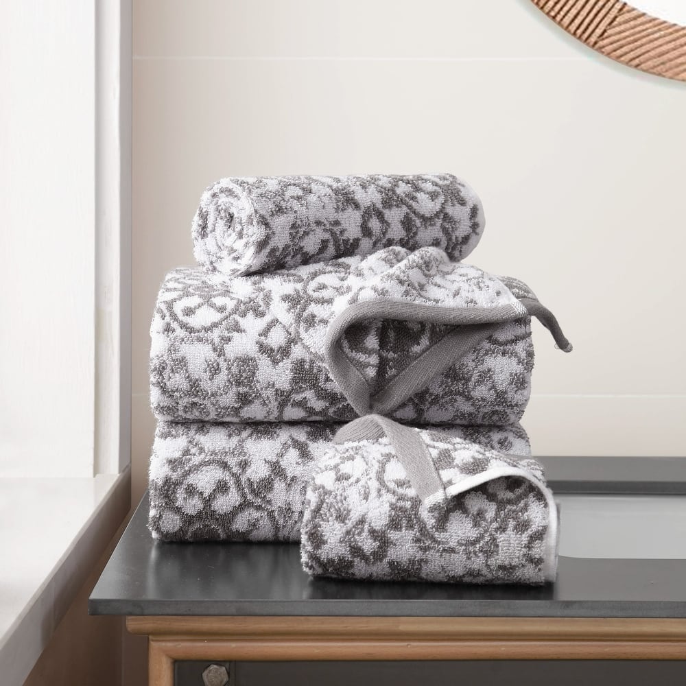 Jessica Simpson Aziza Collection Patterned Bath Towels, Set of 4
