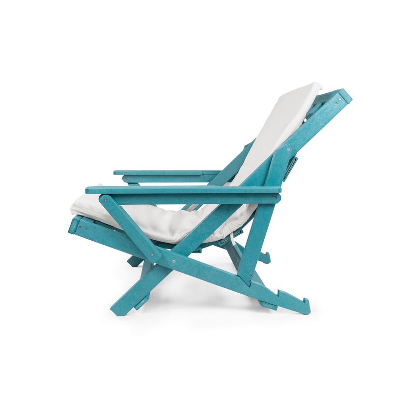 Aspen Fully Assembled All-Weather HDPE Outdoor Folding Lounge Chair with Removable Cushion