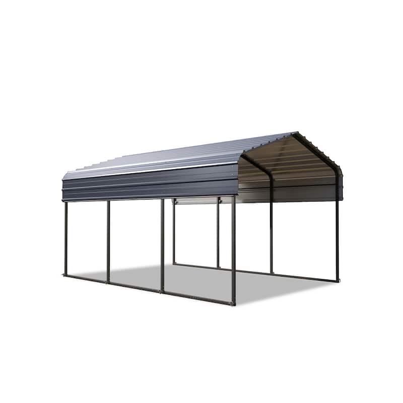 MAISON ARTS Heavy Duty Metal Carport with Galvanized Steel Roof for Cars, Boats, and Tractors
