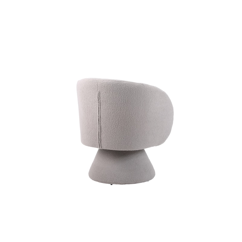 Grey Faux Fur 26.4" Swivel Round Barrel Chair