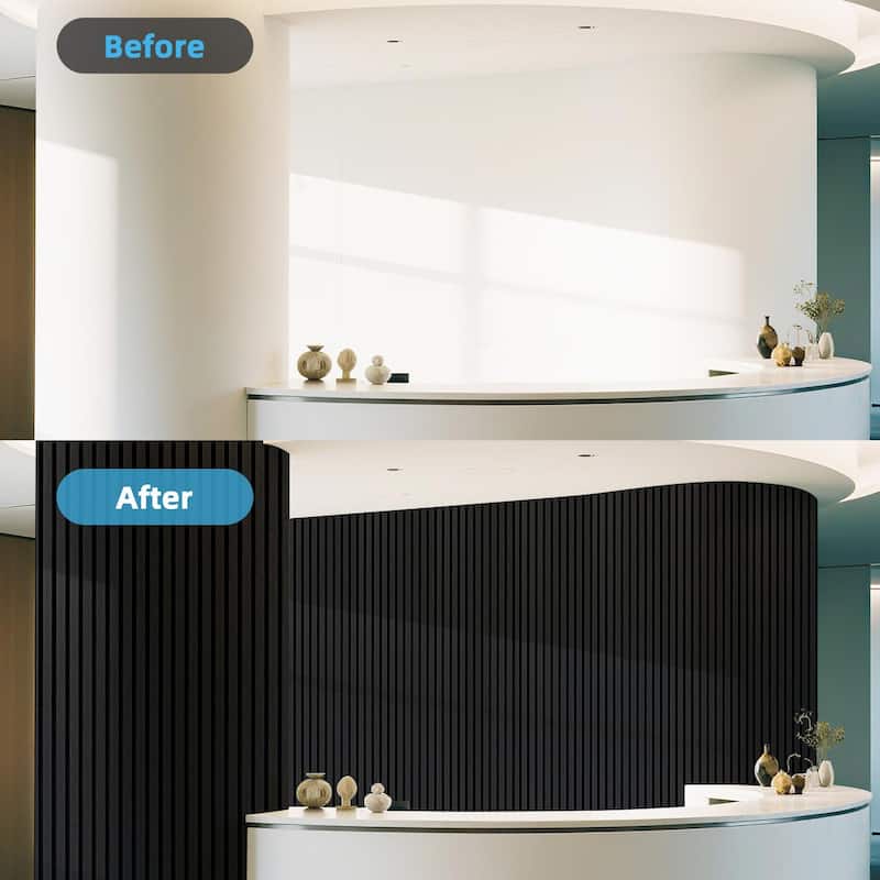 Art3d Flex Acoustic 3D Wall Panel 95.3"x23.8" Black Wood