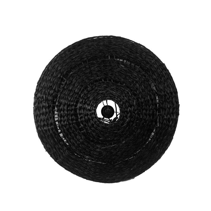 Hyacinth Jute Weaving Ceiling Pendant Light Fixture, Brown and Black