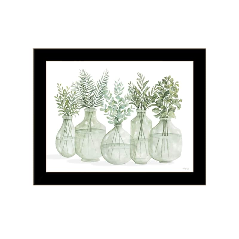TrendyDecor4U Farmhouse "Simply Sage I" Framed Print Wall Art - Black