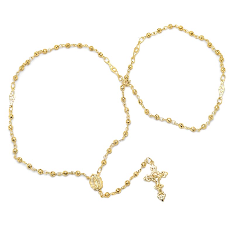 Roberto Martinez Gold or Platinum Plated 4 mm Bead Rosary Necklace - Yellow