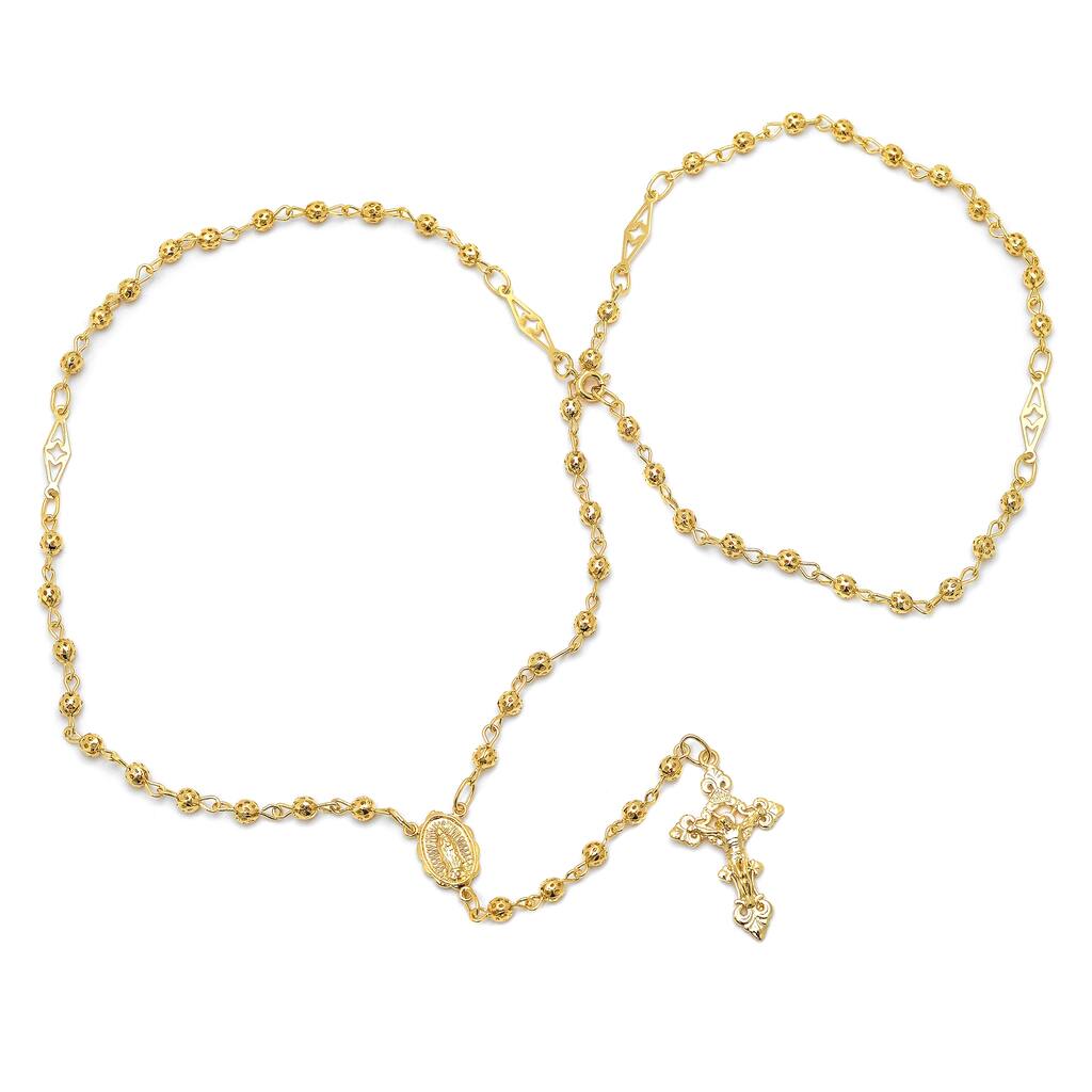 Roberto Martinez Gold or Platinum Plated 4 mm Bead Rosary Necklace