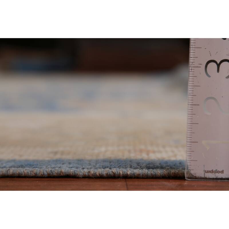 Hand Knotted Oriental 100% Wool Carpet Transitional All-Over Navy Blue & Blues Oushak Area Rug - 14' 8'' X 9' 8''