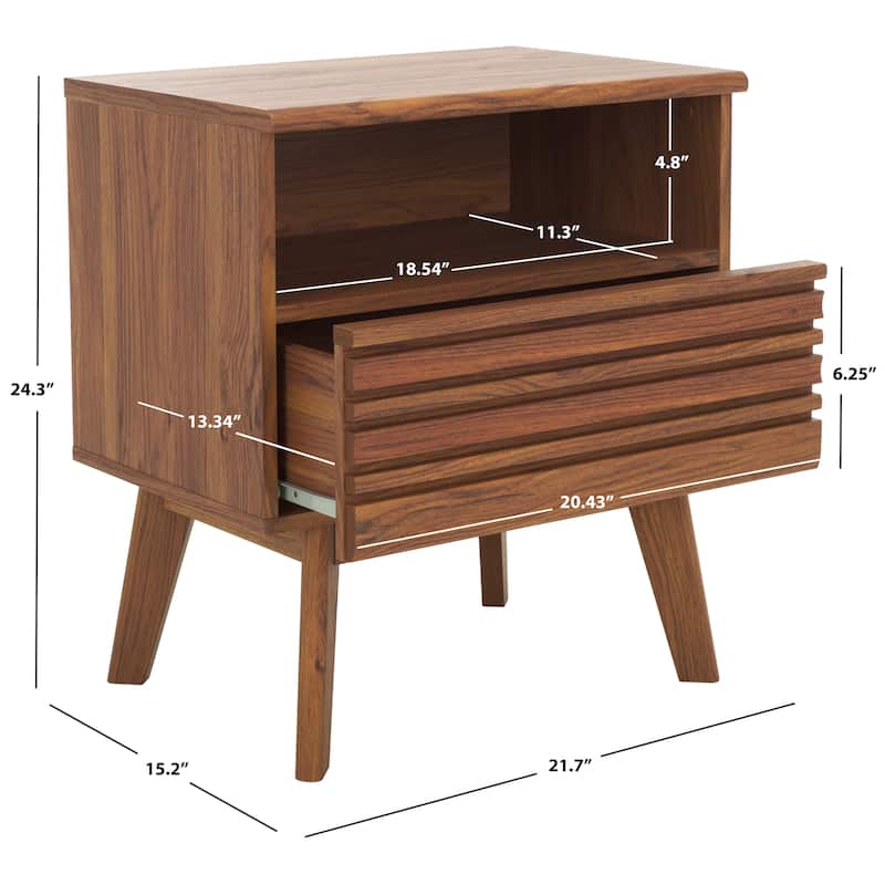 SAFAVIEH Home Esma 1 Drawer 1 Shelf Nightstand - Walnut
