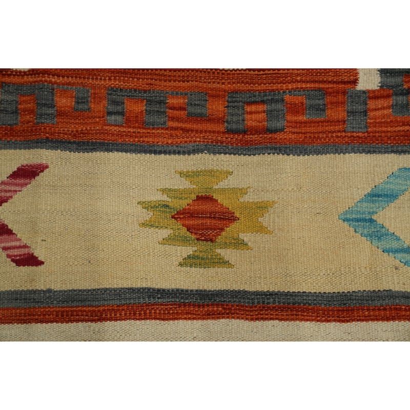 Hand Woven Southwestern Wool Multi-Colored Geometric Area Rug - 9' 10'' X 6' 6''