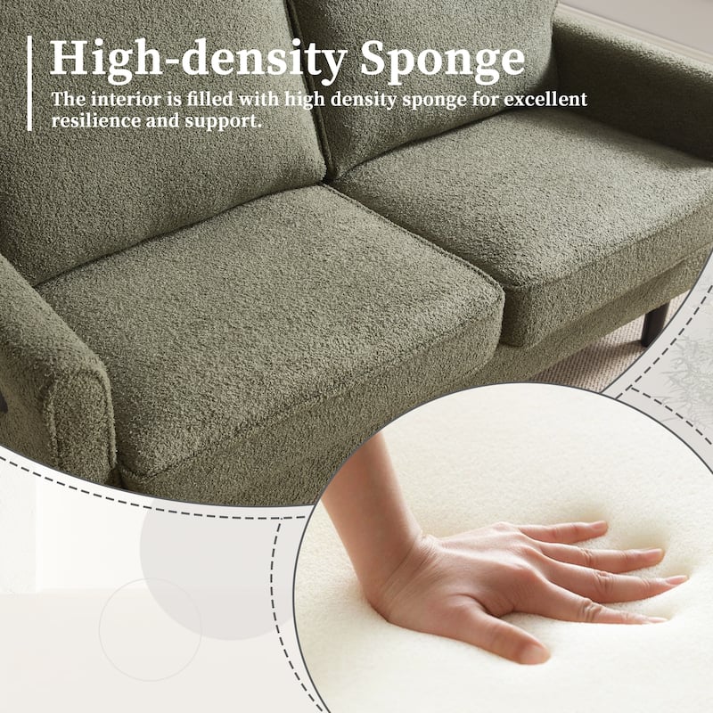 Roomfitters Loveseat Sofa, Mid-Century 2-Seater Couch with USB and Removable Pillow Covers for Living Room or Bedroom