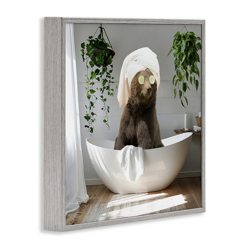 Stupell Bear in Refreshing Spa Bath Framed Giclee Art Design By CAD Designs
