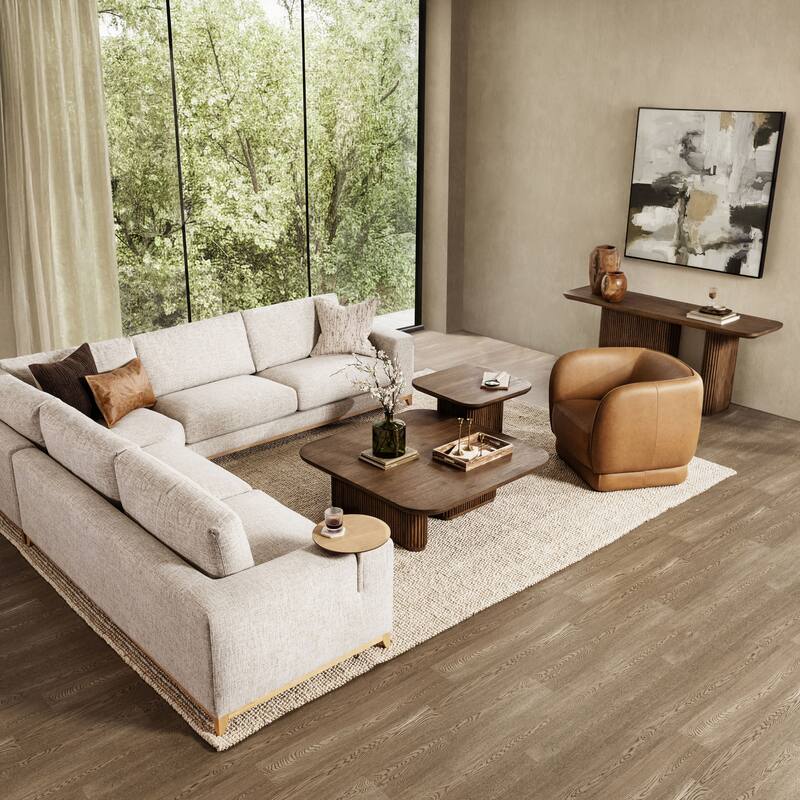 Classic Home Donovan Upholstered Sectional Sofa - 132.3Wx132.3Dx32.3H - Sand