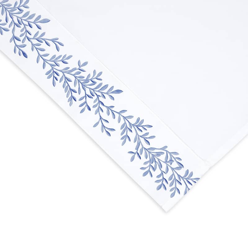 Home Sweet Home Collection 600TC Cotton Floral Vine Embroidery Sheet Set - 3 colors - Blue - Queen