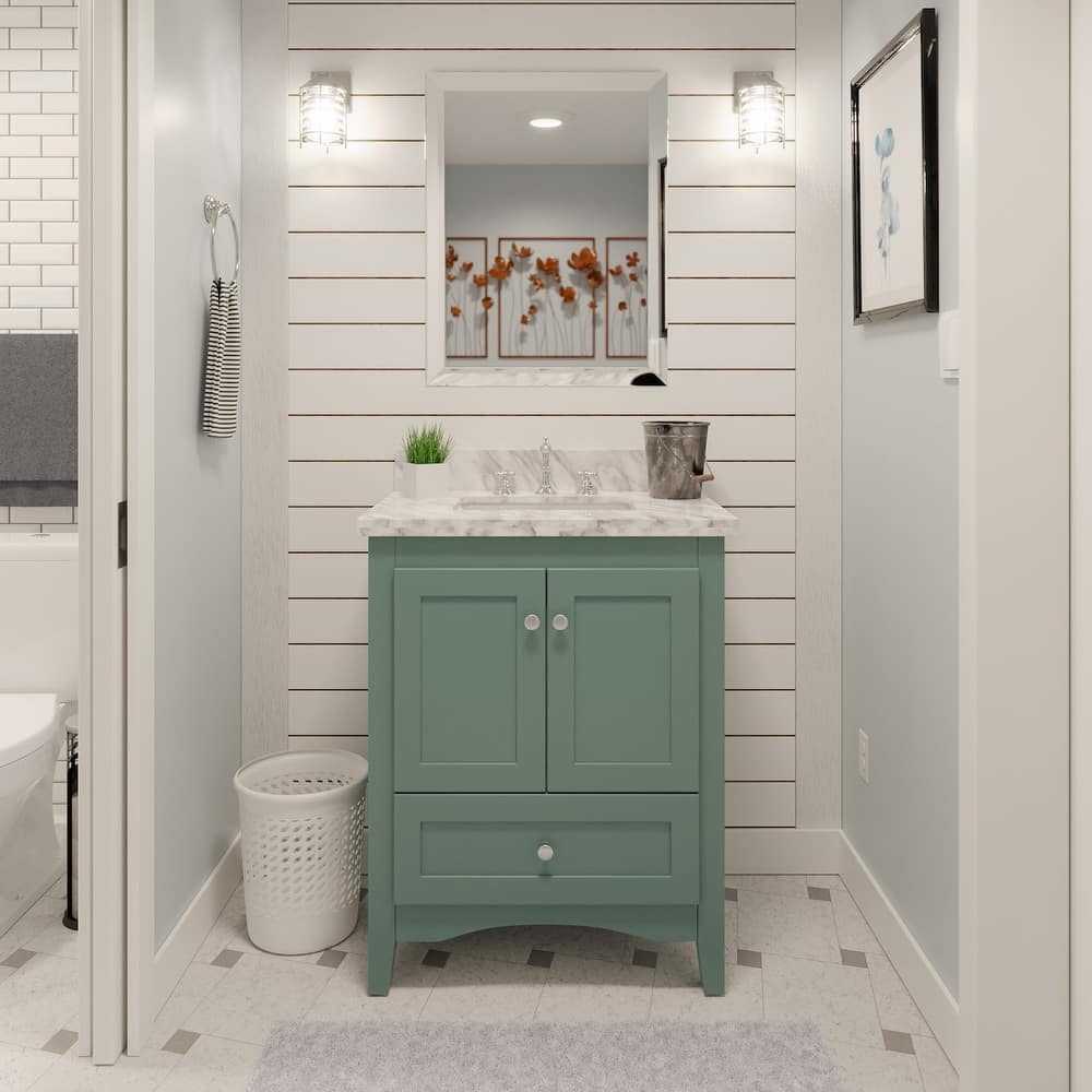 KitchenBathCollection Abbey 30" Bathroom Vanity with Carrara Marble Top