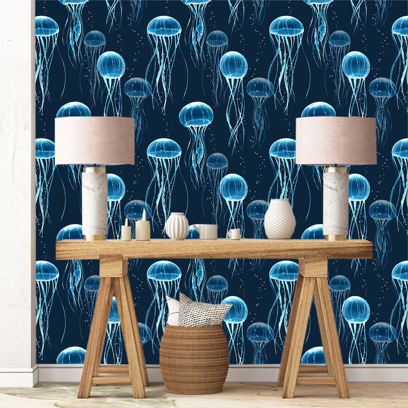 Marine Jellyfish Removable Wallpaper - 24'' inch x 10'ft