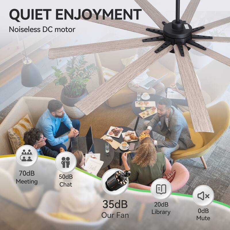 65" Modern Integrated LED Ceiling Fan with Light and Remote