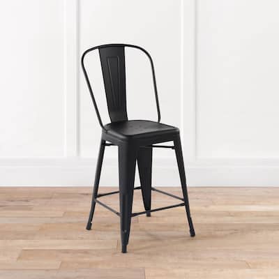 Homylin 24 Inch Slat Back Metal Counter Stools