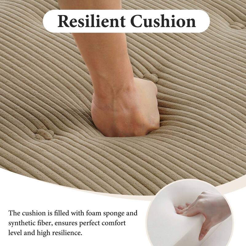 130"W Corduroy Upholstered Modular Sectional Sofa with Storage Ottoman