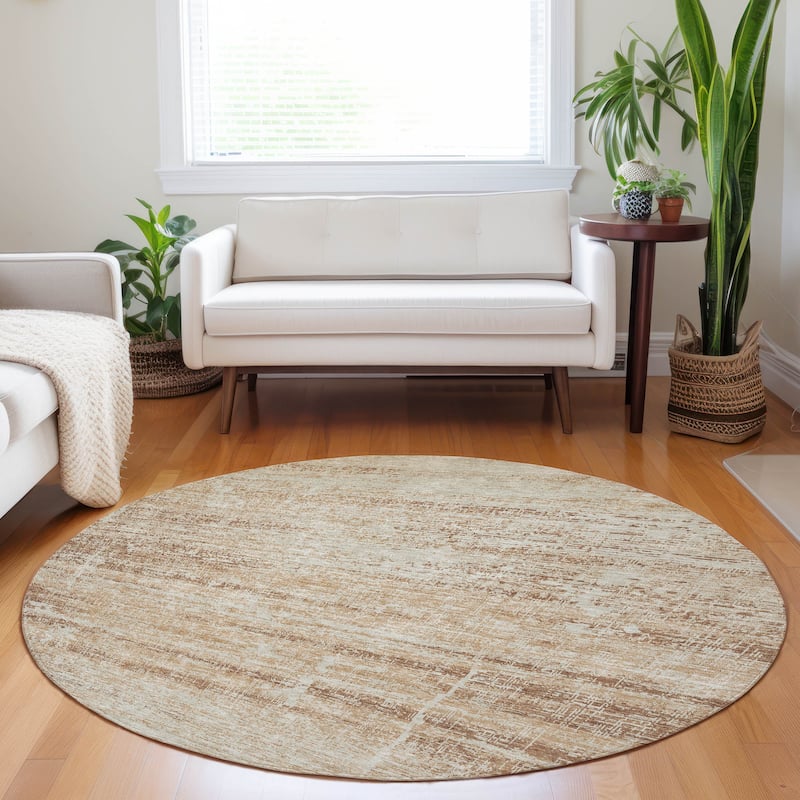 Premium Washable Super Soft Modern Solid Mayfield Rug - Copper - 8' x 8' - Round