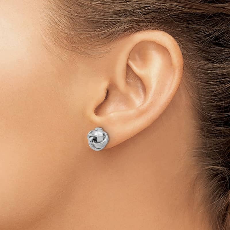 Curata 14k White Gold 10.5mm Polished Squared Tube Love Knot Post Earrings