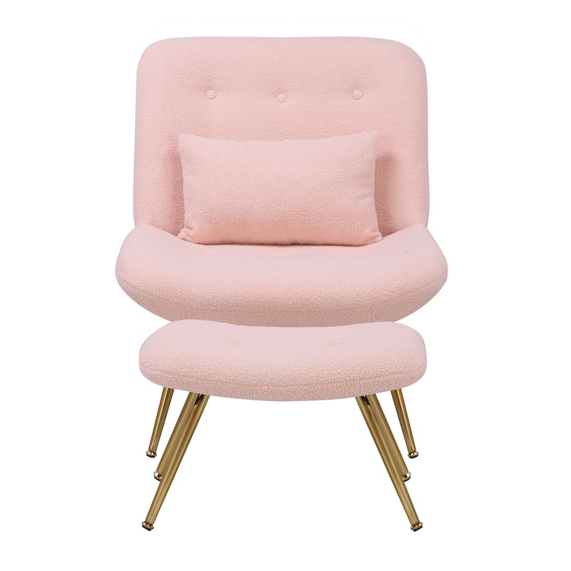 Porthos Home Quinn Accent Chair with Footrest and Pillow, Fabric Upholstery, Gold Legs