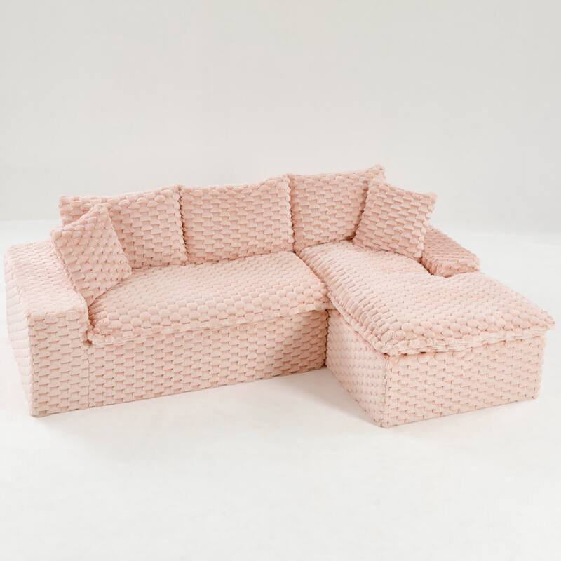 L-Shaped Sleeper Sectional Sofa Convertible Straight Sofa, Loveseat and Chaise Lounge Set for Living Room