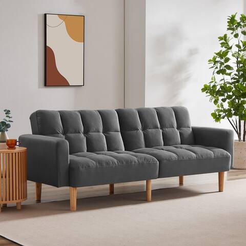 VANOMi 79.52''W Modern Velvet Convertible Sofa For Guest Room Living Room