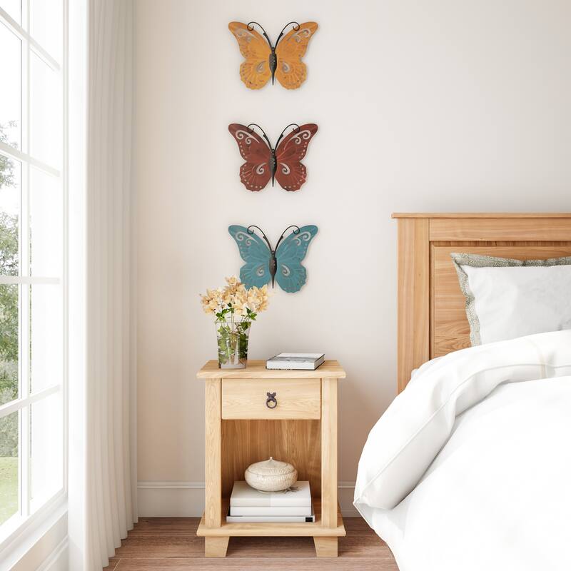 Lavish Home 3-Piece Butterfly Metal Wall Art Set