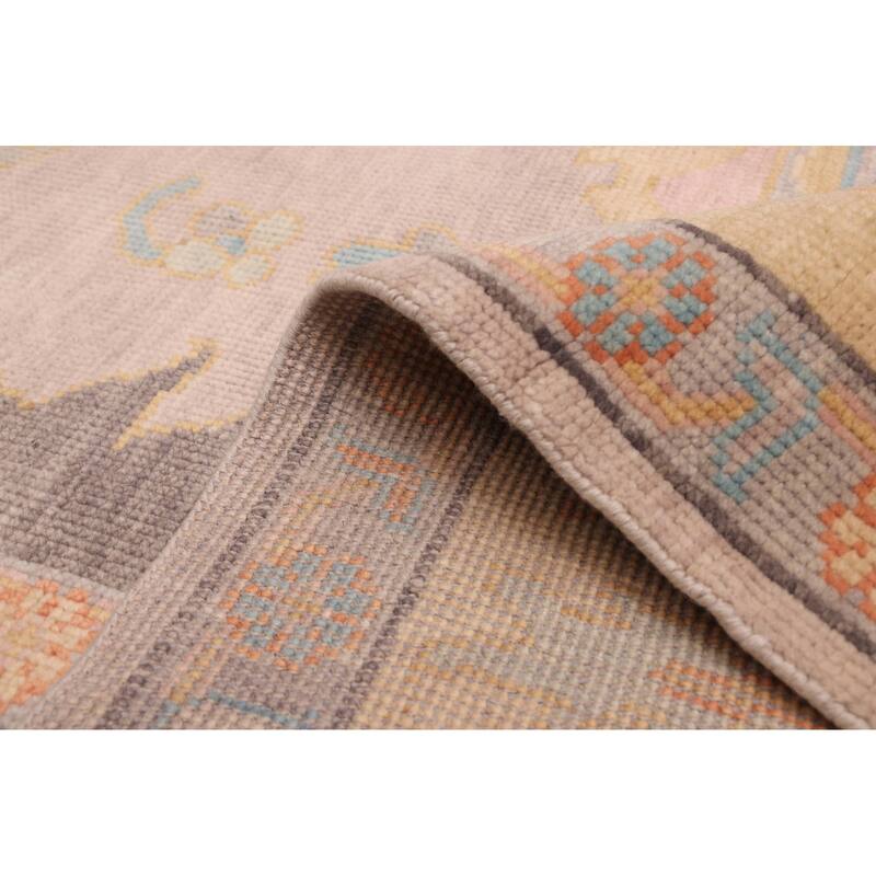 ECARPETGALLERY Hand-knotted Modern Oushak Light Grey Wool Rug - 8'11 x 11'11