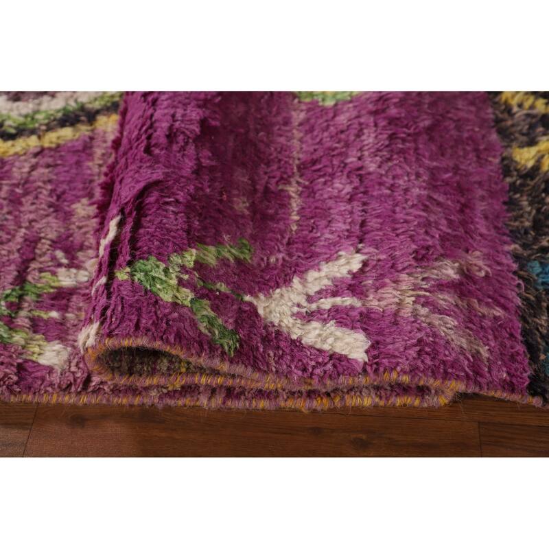 Purple Moroccan Oriental Area Rug Handmade Wool Carpet - 6'0" x 9'9"