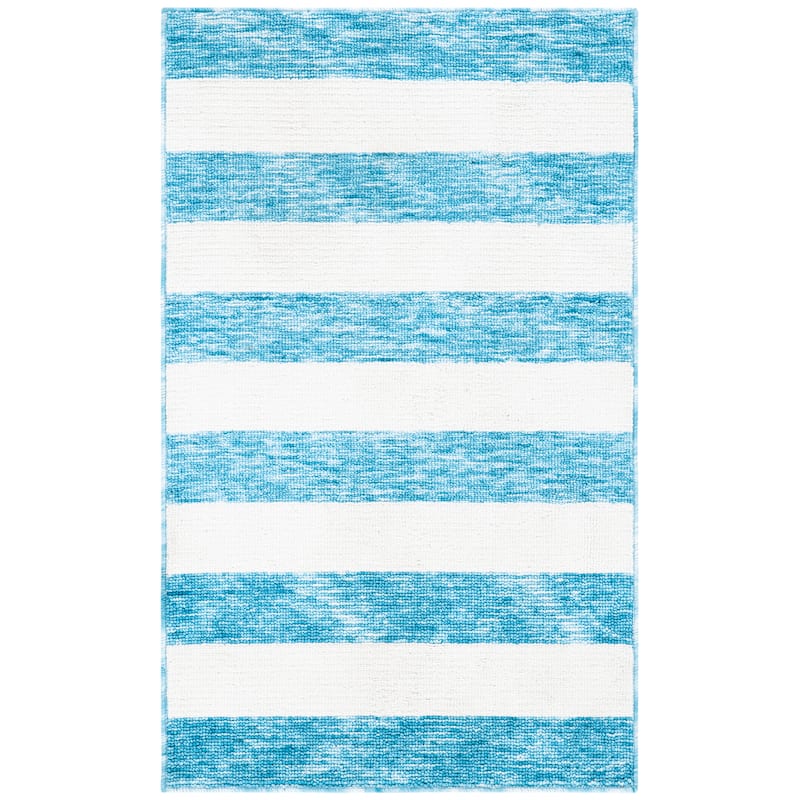 SAFAVIEH Easy Care Machine Washable Juliyana Stripe Rug - 2'3" x 4' - Blue/Ivory