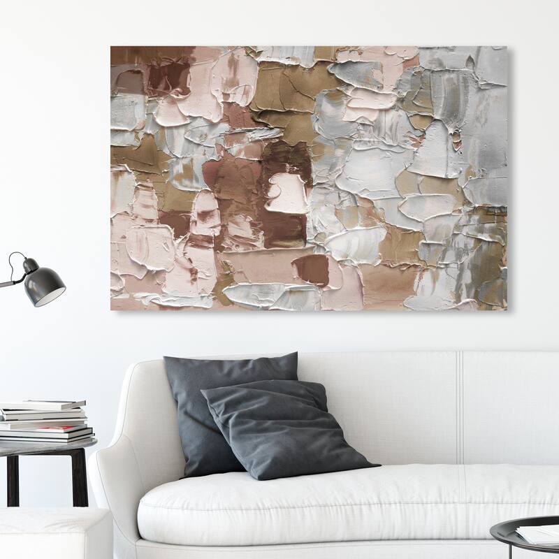 Wynwood Studio Canvas Abstract Mornings in Costa Mesa Pink and Silver Modern & Contemporary Wall Art Canvas Print - 30 x 45