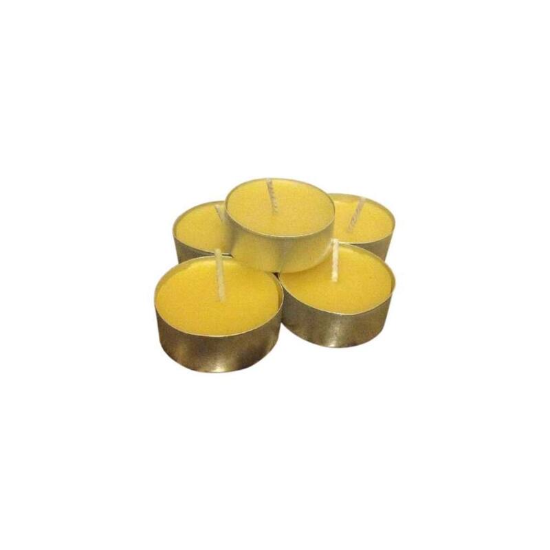 Pack of 50 Yellow and Silver Handmade Tealight Tin Cup Candles