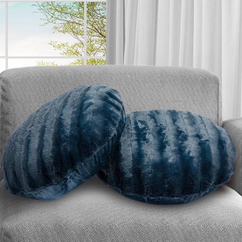 Cheer Collection Set of 2 Decorative Round Throw Pillows - Blue