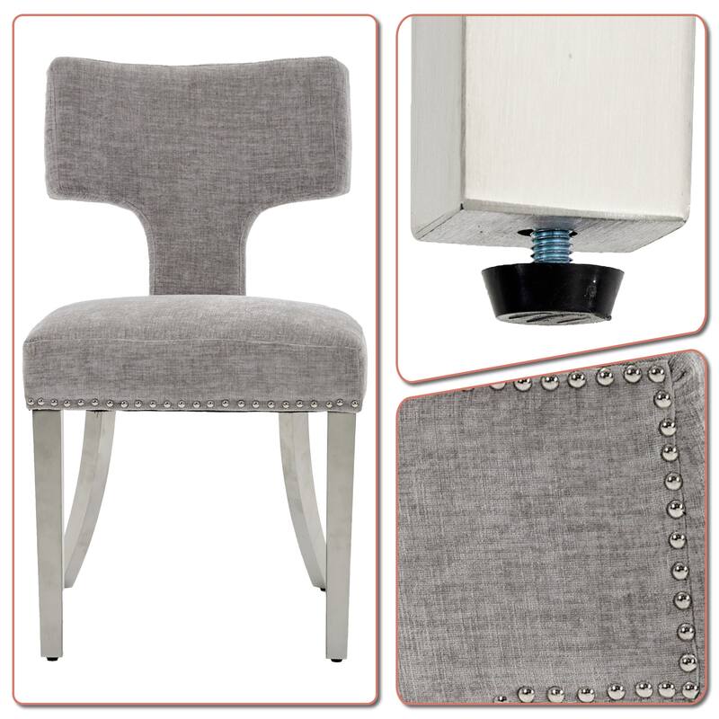 Vintage Set of Two Upholstered Dining Chairs with Adjustable Foot Pads